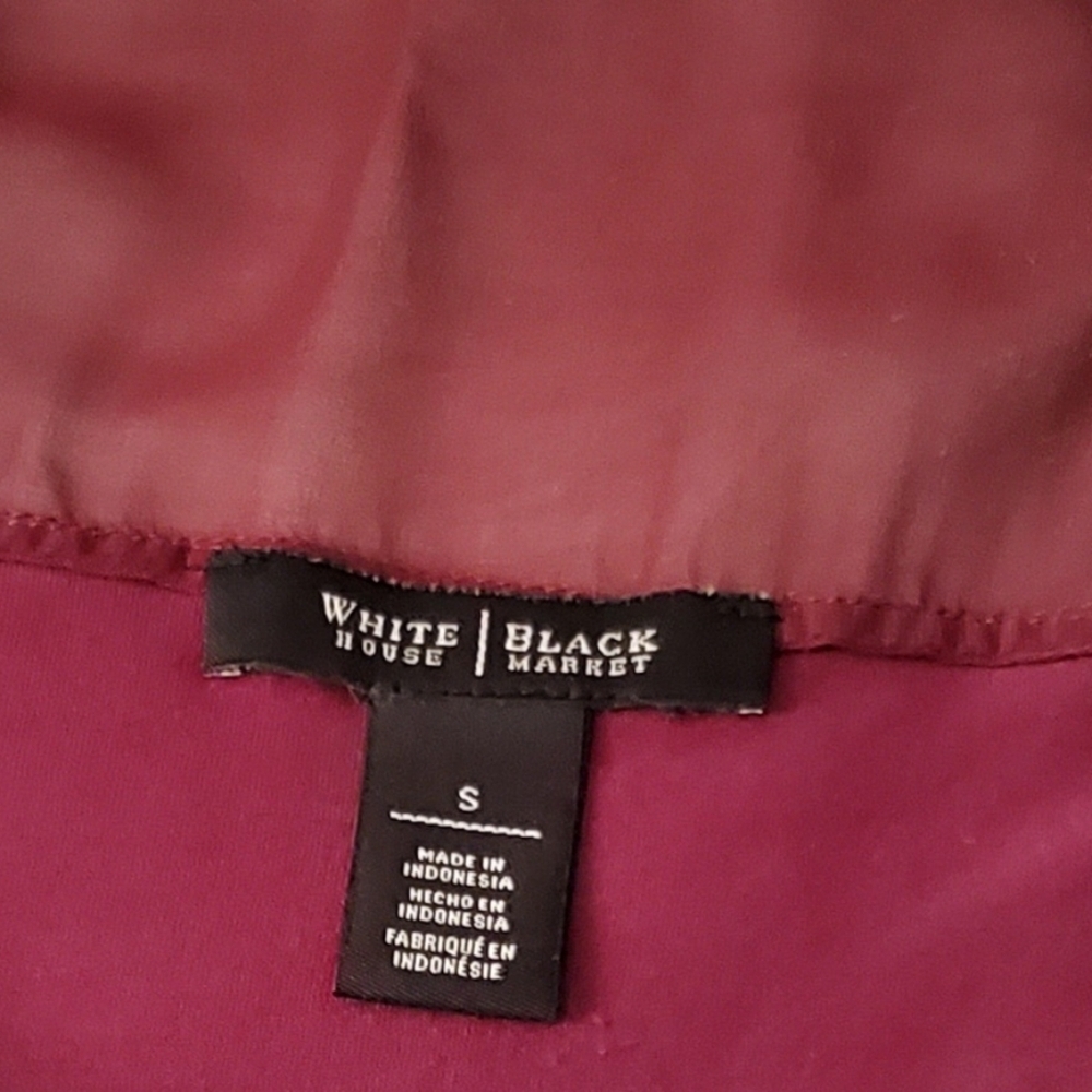 White House Black Market Burgundy Sheer Poncho Sleeve Boat Neck Blouse Size S - Picture 2 of 6